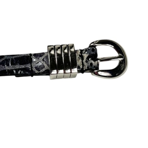 Lodis Embossed Textured Leather Snake Print Double Wrap Belt Size Medium - Picture 7 of 14